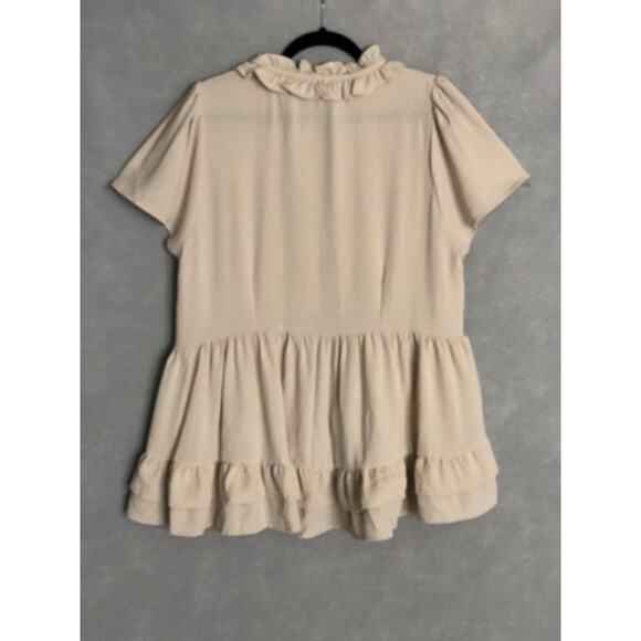 Umgee Ruffle Top Women's Large Tie Front Cream - Picture 6 of 7